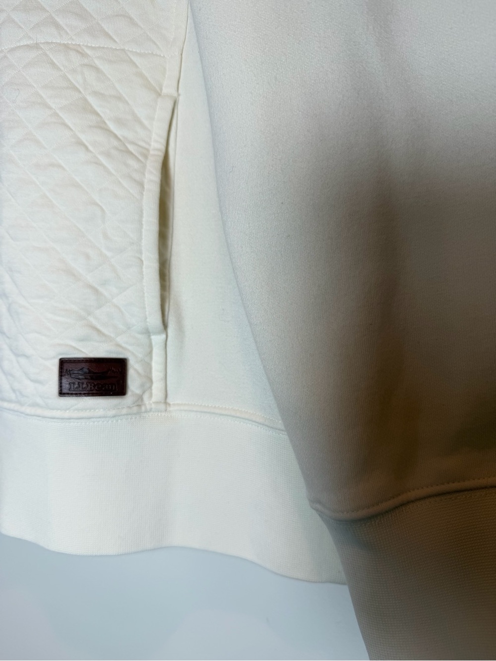 L.L. Bean Quilted Quarter-Zip Pullover Sweatshirt Cream / Ivory Petite Large - Picture 4 of 13